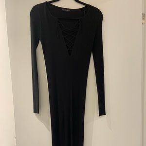 Long sleeve lace up dress